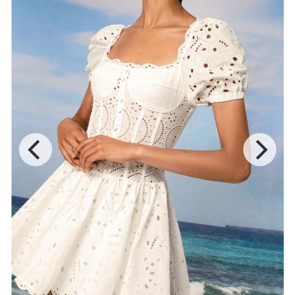 Charo Ruiz Ibiza Yara Short Dress White Embroidery Eyelet